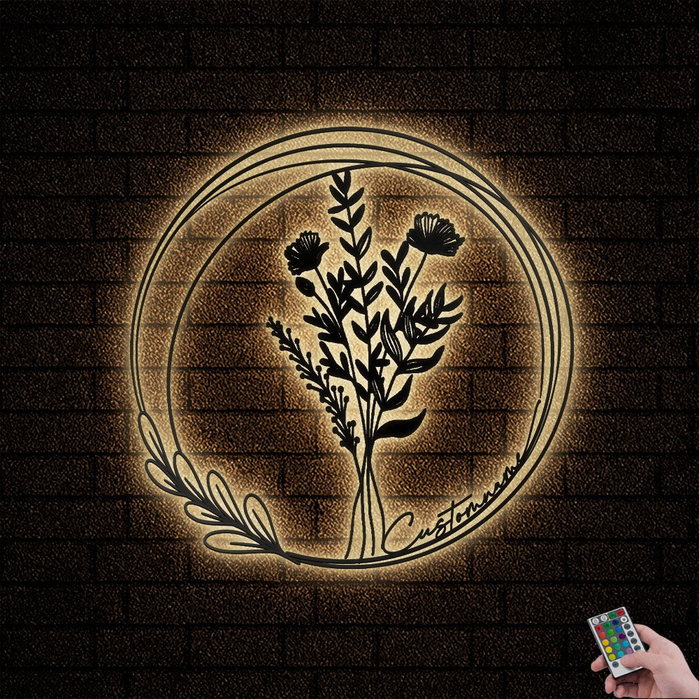 Floral Bouquet Flowers Wildflowers Botanical Field Plants Floral V15 - Led Light Metal - Owls Matrix LTD