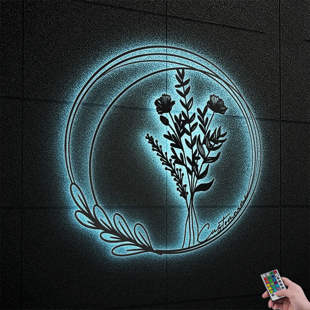 12"x12" Floral Bouquet Flowers Wildflowers Botanical Field Plants Floral V15 - Led Light Metal - Owls Matrix LTD