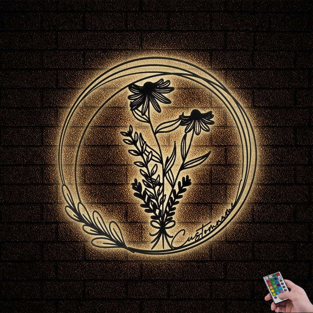 12"x12" Floral Bouquet Flowers Wildflowers Botanical Field Plants Floral V16 - Led Light Metal - Owls Matrix LTD