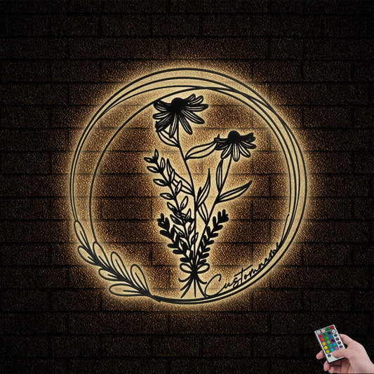 12"x12" Floral Bouquet Flowers Wildflowers Botanical Field Plants Floral V16 - Led Light Metal - Owls Matrix LTD