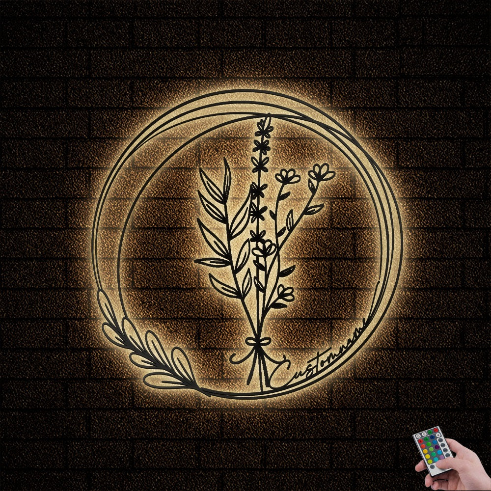 12"x12" Floral Bouquet Flowers Wildflowers Botanical Field Plants Floral V17 - Led Light Metal - Owls Matrix LTD