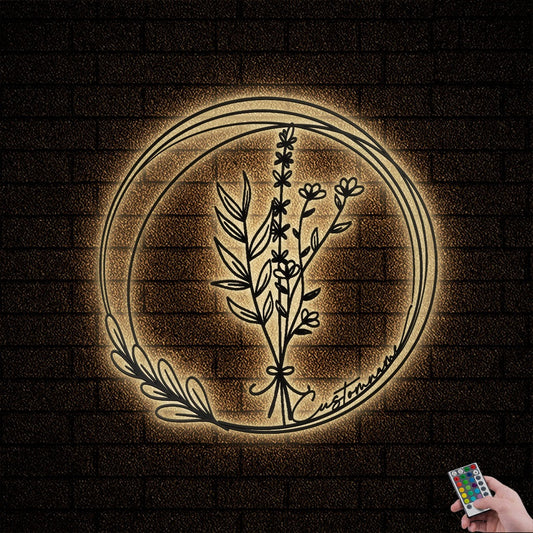 12"x12" Floral Bouquet Flowers Wildflowers Botanical Field Plants Floral V17 - Led Light Metal - Owls Matrix LTD