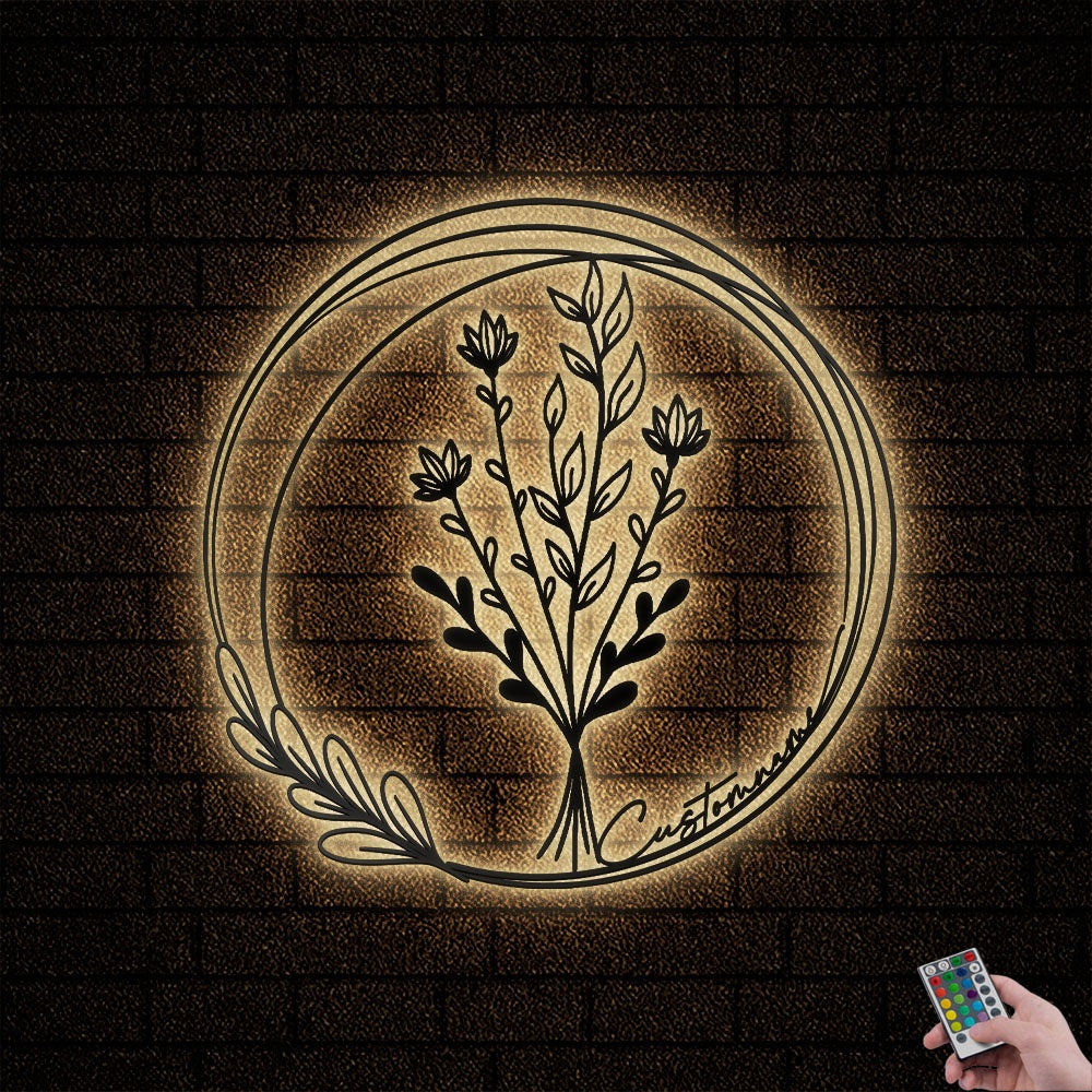 12"x12" Floral Bouquet Flowers Wildflowers Botanical Field Plants Floral V18 - Led Light Metal - Owls Matrix LTD