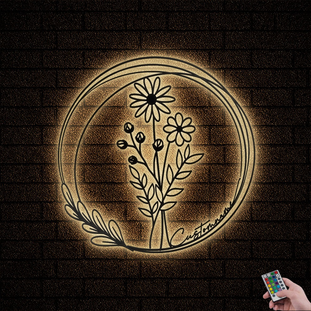 12"x12" Floral Bouquet Flowers Wildflowers Botanical Field Plants Floral V5 - Led Light Metal - Owls Matrix LTD