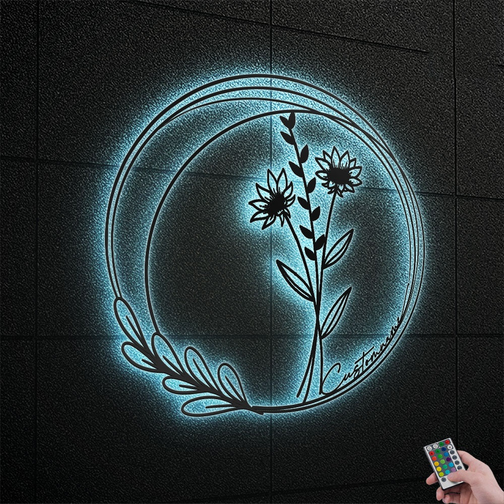 12"x12" Floral Bouquet Flowers Wildflowers Botanical Field Plants Floral Style - Led Light Metal - Owls Matrix LTD