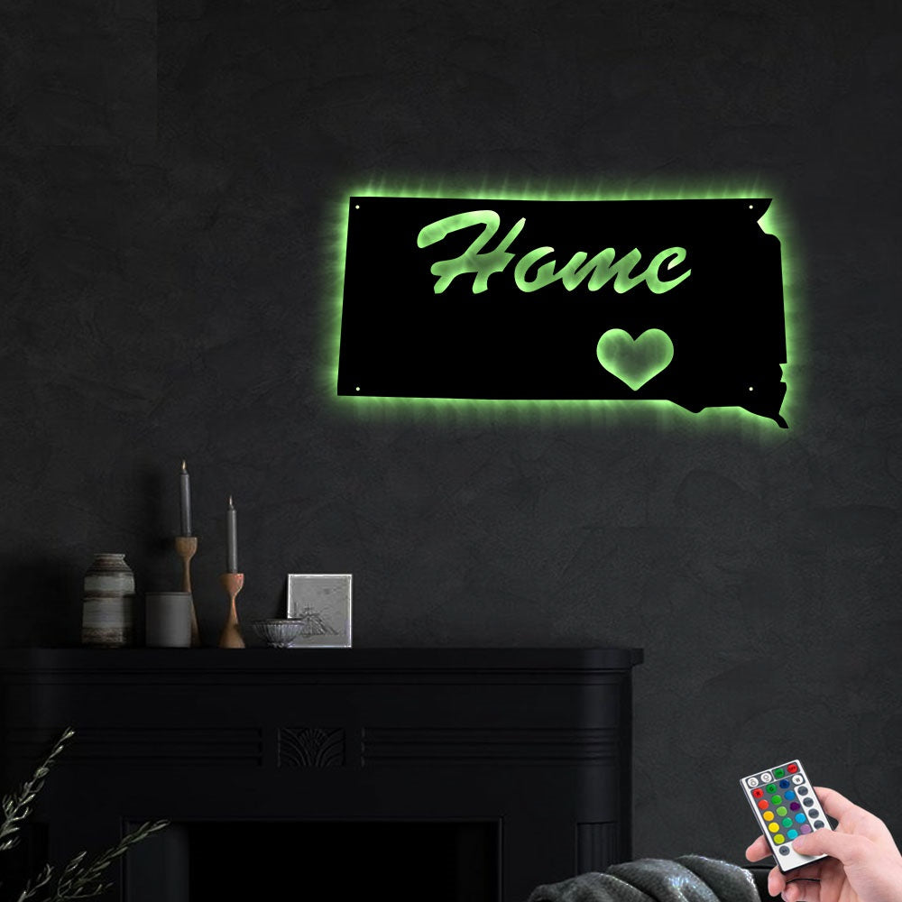 South Dakota Love My Hometown - Led Light Metal - Owls Matrix LTD