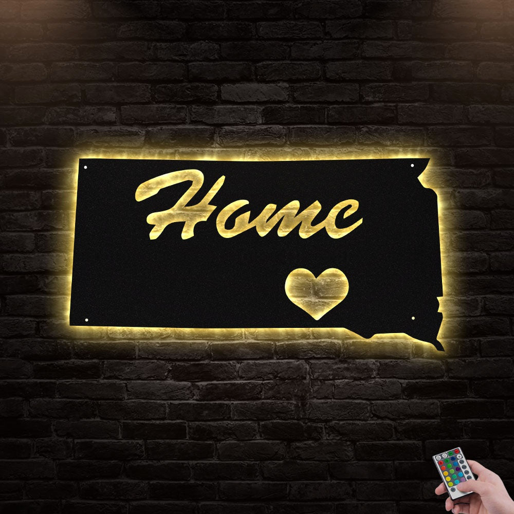 12"x12" South Dakota Love My Hometown - Led Light Metal - Owls Matrix LTD