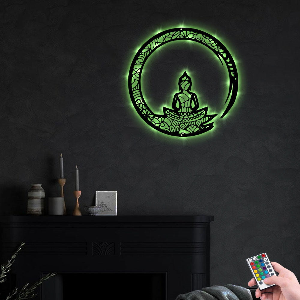 Buddha Enso Circle I Love You - Led Light Metal - Owls Matrix LTD