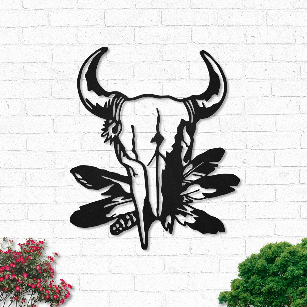 Bull Skull Art Style - Led Light Metal - Owls Matrix LTD