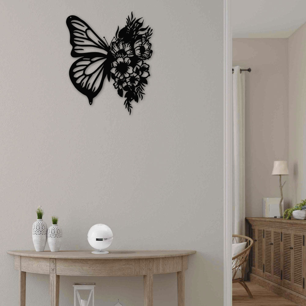 Butterfly Flowers In The Garden - Led Light Metal - Owls Matrix LTD