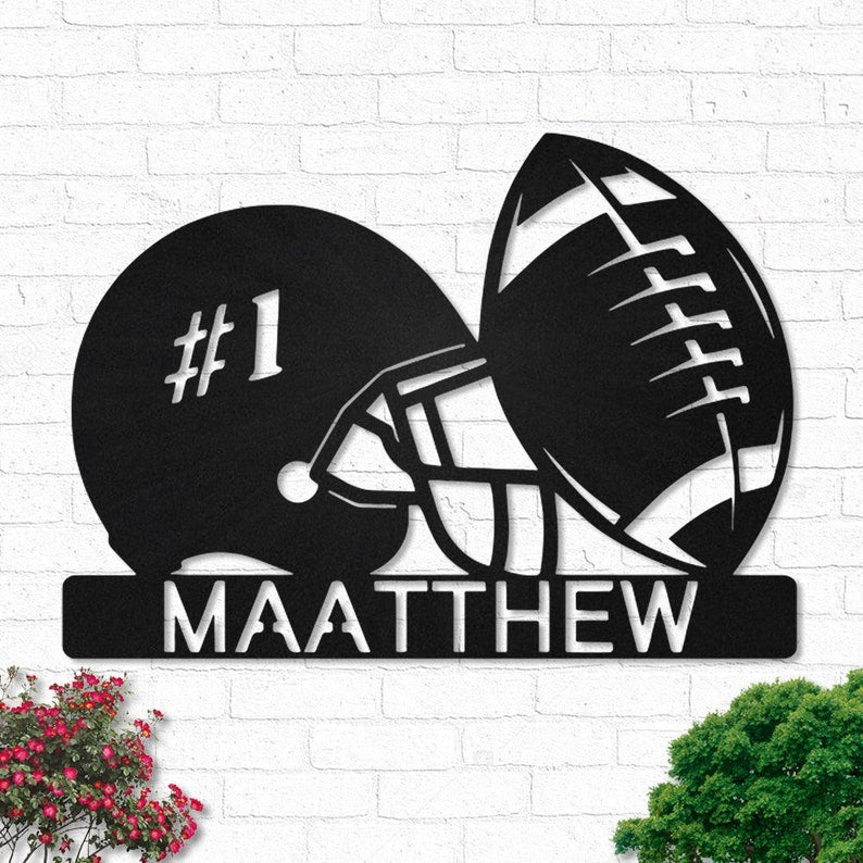 American Football And Helmet Personalized - Led Light Metal - Owls Matrix LTD