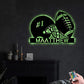 12"x12" American Football And Helmet Personalized - Led Light Metal - Owls Matrix LTD