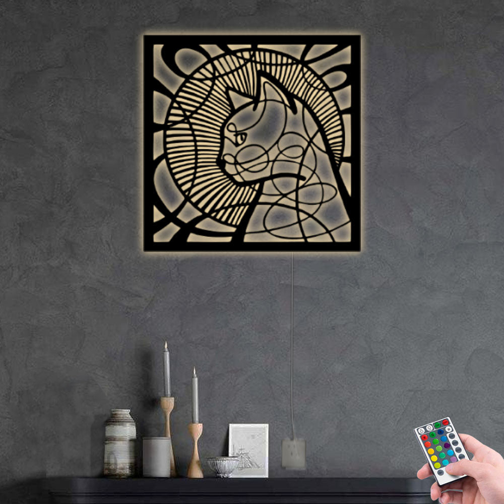 Cat Panel - Led Light Metal - Owls Matrix LTD