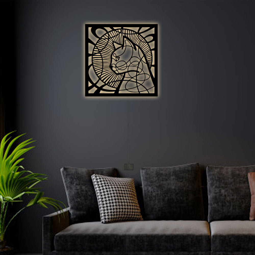 12"x12" Cat Panel - Led Light Metal - Owls Matrix LTD