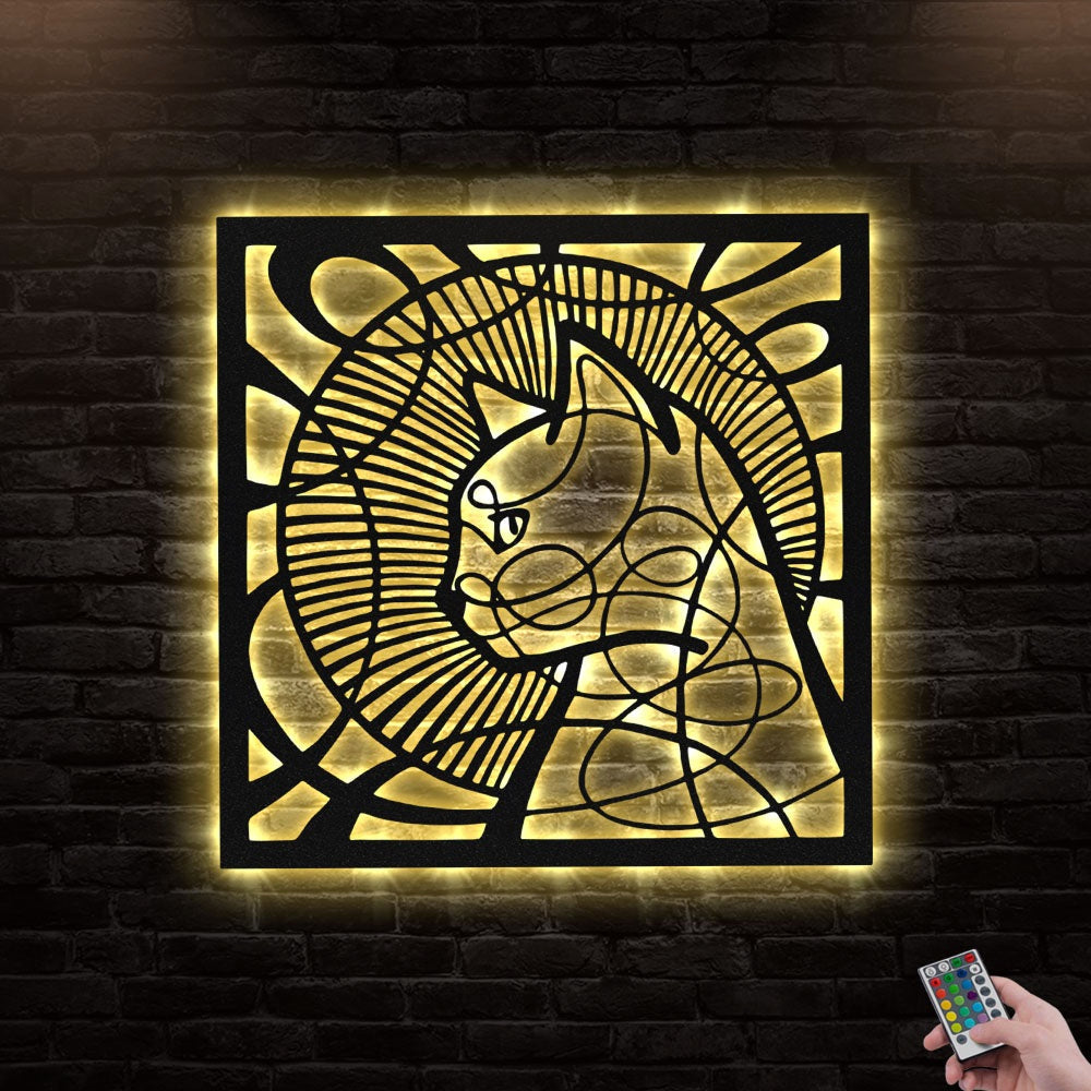 12"x12" Cat I Love Cat - Led Light Metal - Owls Matrix LTD