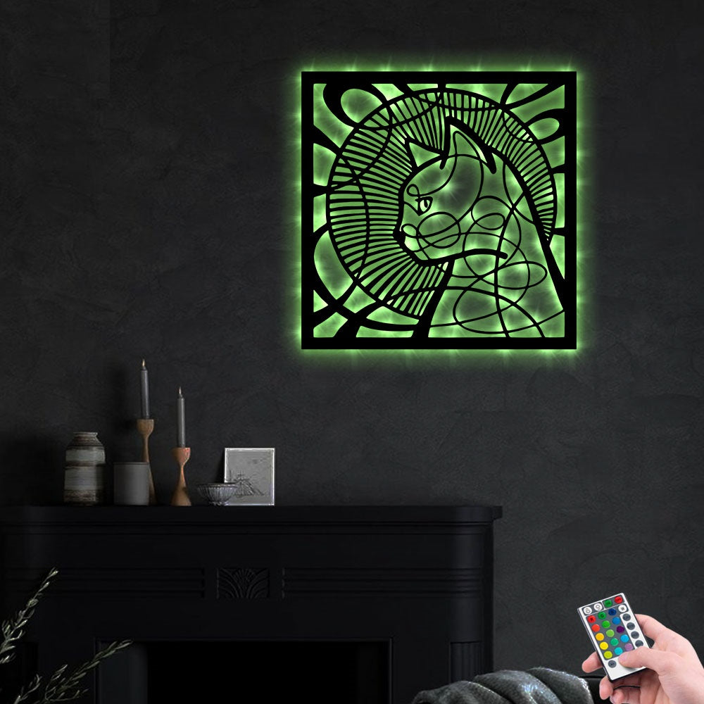 Cat I Love Cat - Led Light Metal - Owls Matrix LTD