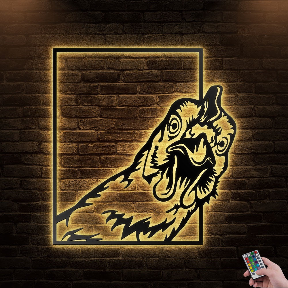 12"x12" Rooster Chicken Farm life Animal Poultry Sign Peeking Funny - Led Light Metal - Owls Matrix LTD