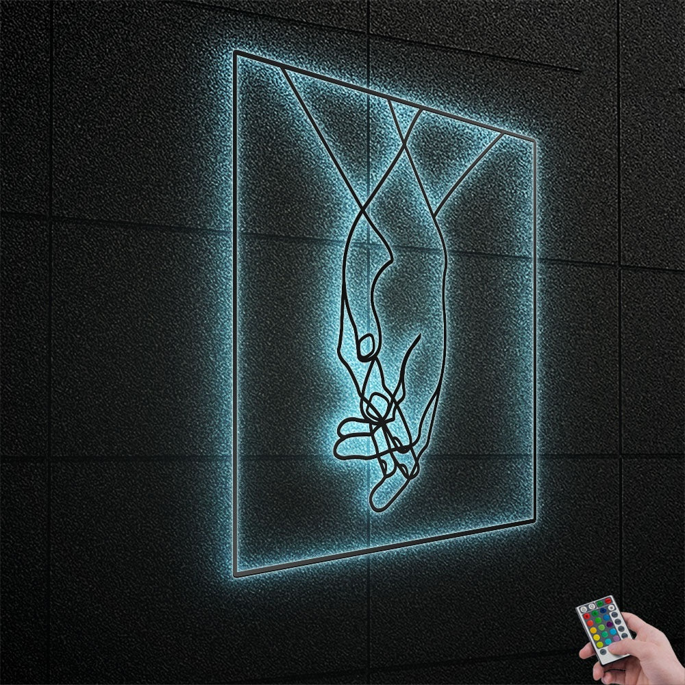 Love Couple Holding hands - Led Light Metal - Owls Matrix LTD