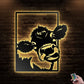 12"x12" Cow Farm Animal Funny Face - Led Light Metal - Owls Matrix LTD