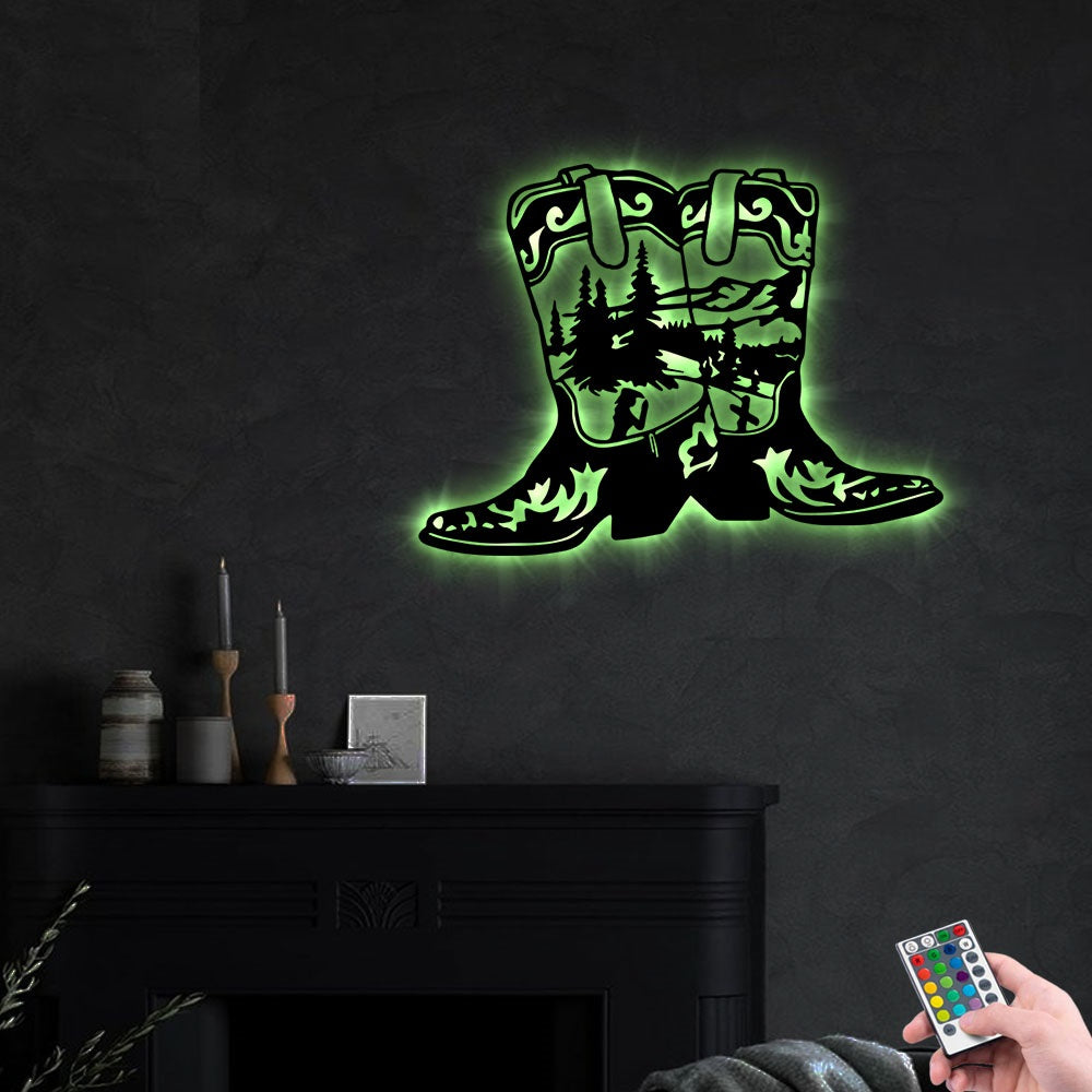 Cowboy Boots Love Cowboy - Led Light Metal - Owls Matrix LTD