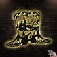 12"x12" Cowboy Boots Love Cowboy - Led Light Metal - Owls Matrix LTD