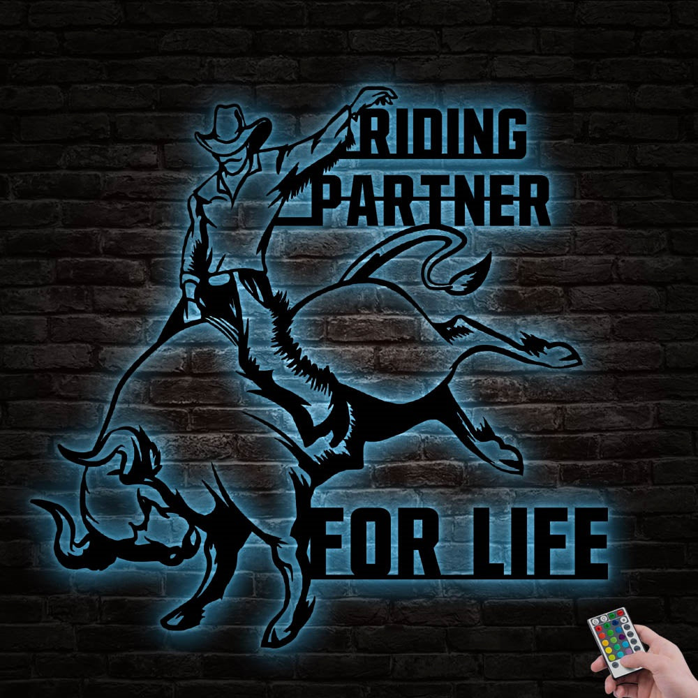 Cowboy Rodeo Bull Riding - Led Light Metal - Owls Matrix LTD
