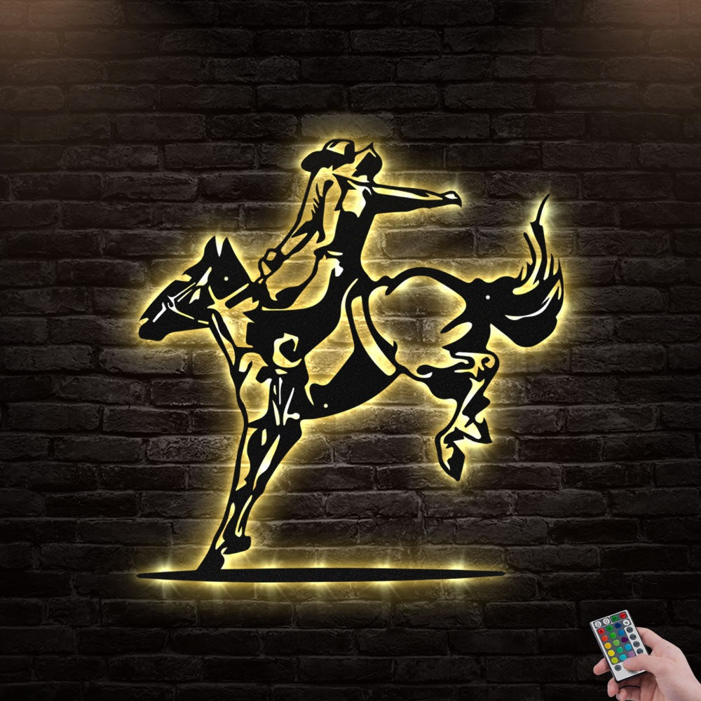 12"x12" Cowboy Texas So Cool So Strong - Led Light Metal - Owls Matrix LTD