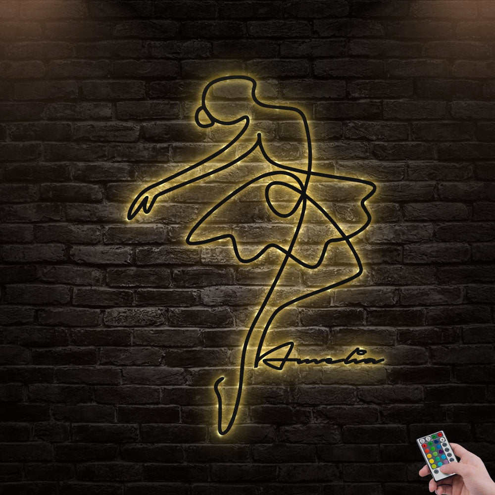 12"x12" Ballet Dancer So Lovely Personalized - Led Light Metal - Owls Matrix LTD