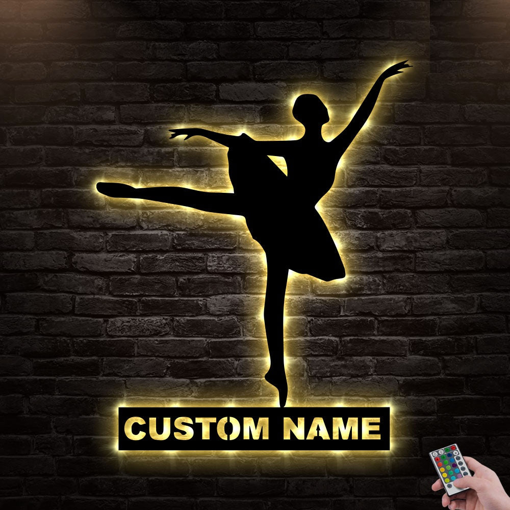 12*12 Inch (30*30cm) Ballet Dancer Personalized - Led Light Metal - Owls Matrix LTD