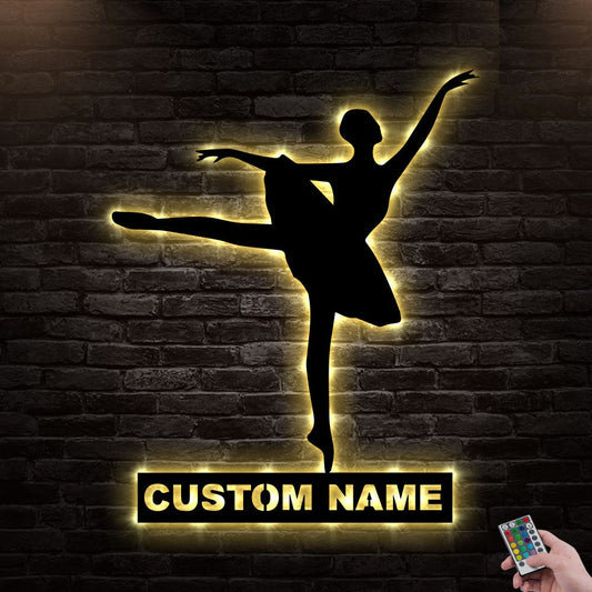 12*12 Inch (30*30cm) Ballet Dancer Personalized - Led Light Metal - Owls Matrix LTD