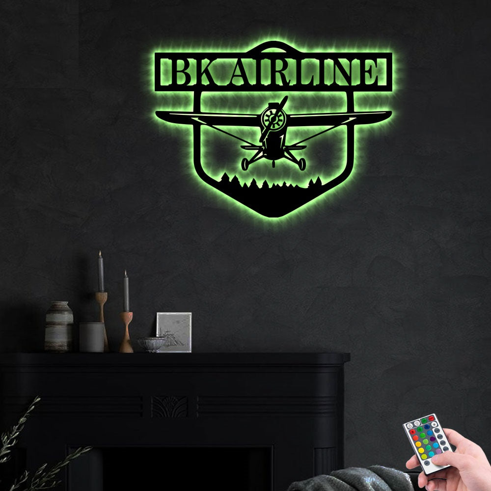 Airplane On The Forest Personalized - Led Light Metal - Owls Matrix LTD