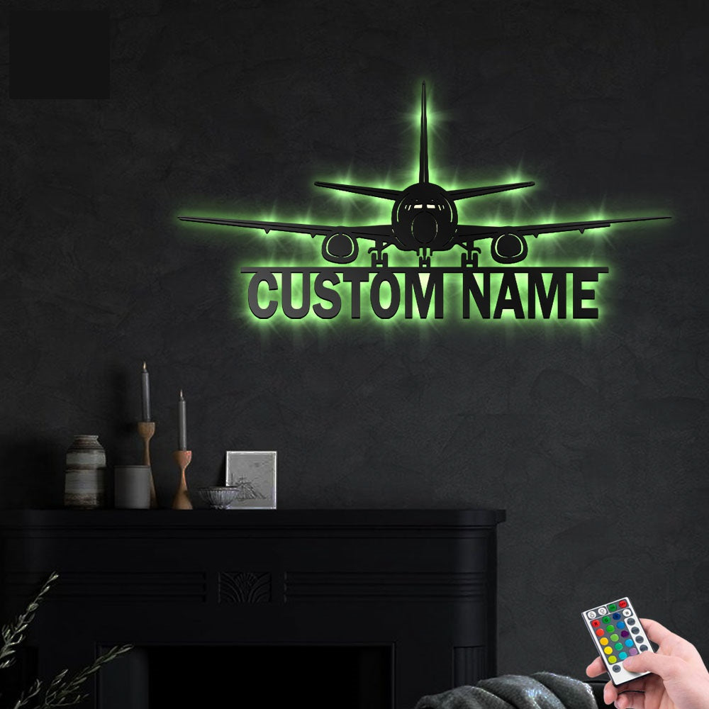 12*12 Inch (30*30cm) Airplane V10 Aircraft Personalized - Led Light Metal - Owls Matrix LTD