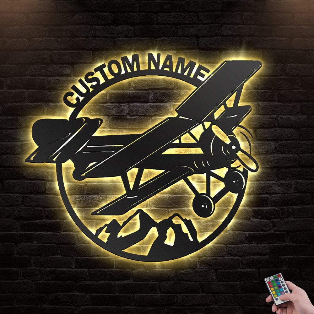Airplane On The Moutain Personalized - Led Light Metal - Owls Matrix LTD