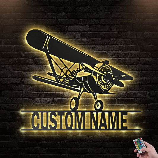 12"x12" Airplane So Cool So Strong Personalized - Led Light Metal - Owls Matrix LTD