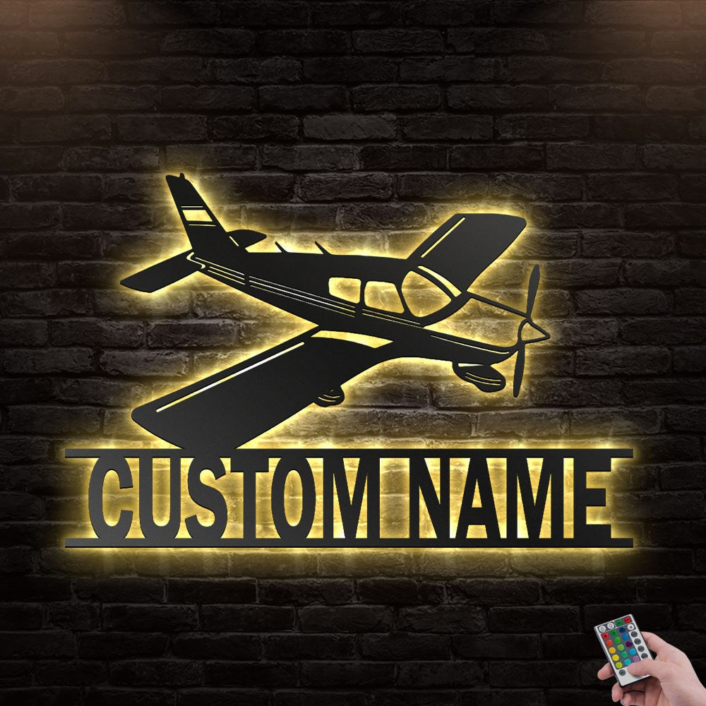 12*12 Inch (30*30cm) Airplane V4 Aircraft Personalized - Led Light Metal - Owls Matrix LTD