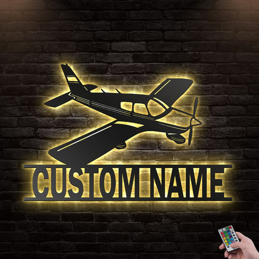 12*12 Inch (30*30cm) Airplane V4 Aircraft Personalized - Led Light Metal - Owls Matrix LTD