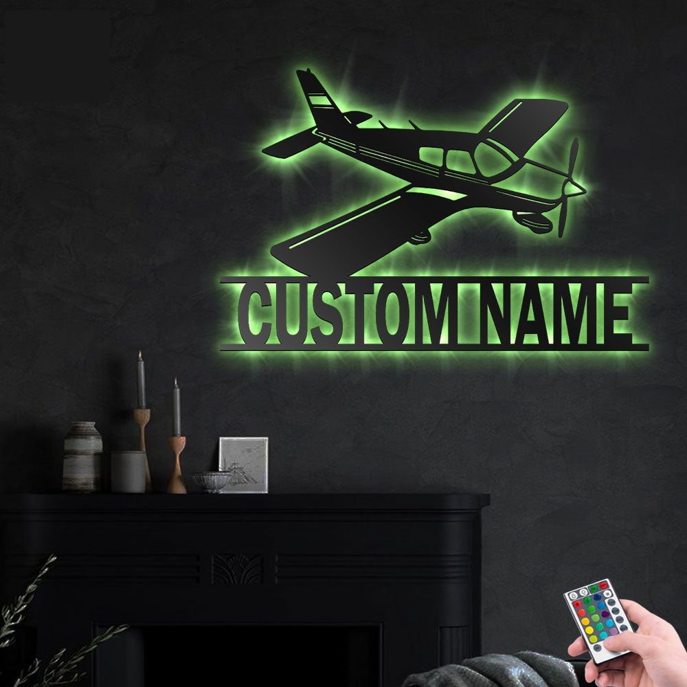 Airplane V4 Aircraft Personalized - Led Light Metal - Owls Matrix LTD