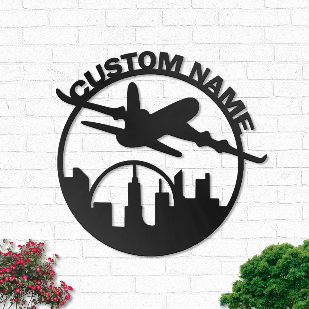 Airplane On The Sky Personalized - Led Light Metal - Owls Matrix LTD