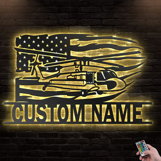 12"x12" Airplane American So Cool Personalized - Led Light Metal - Owls Matrix LTD
