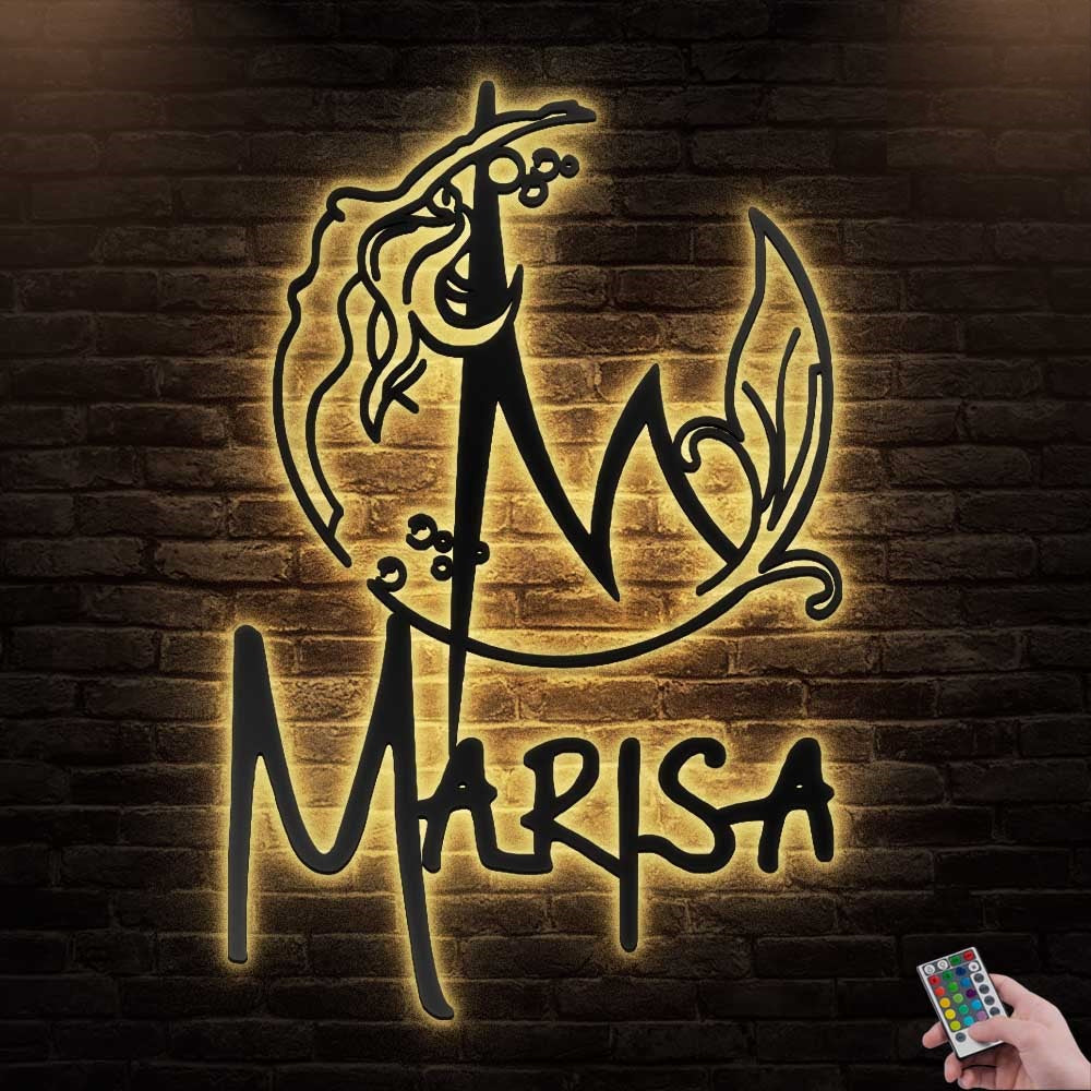 12"x12" Mermaid Love Ocean Personalized - Led Light Metal - Owls Matrix LTD