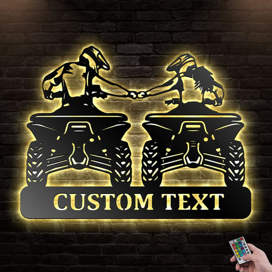 ATV Wife and Husband Personalized - Led Light Metal - Owls Matrix LTD