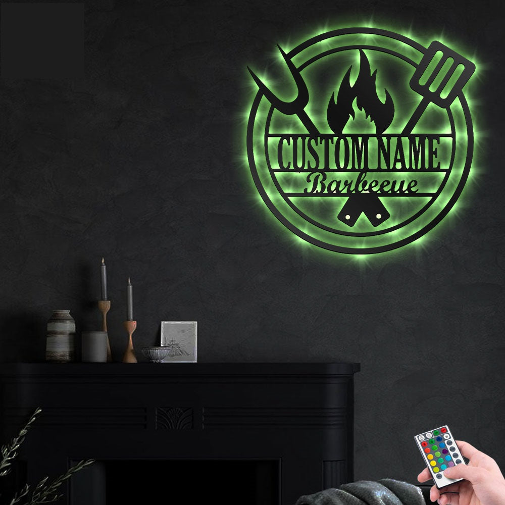 BBQ Fire So Cool Personalized - Led Light Metal - Owls Matrix LTD