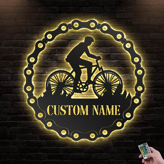 12"x12" Bike Shop Grass So Cool Personalized - Led Light Metal - Owls Matrix LTD