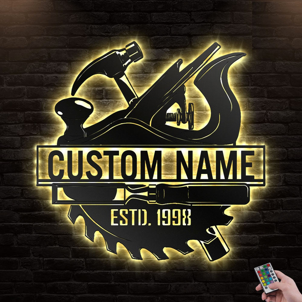 12"x12" Carpentry Personalized - Led Light Metal - Owls Matrix LTD