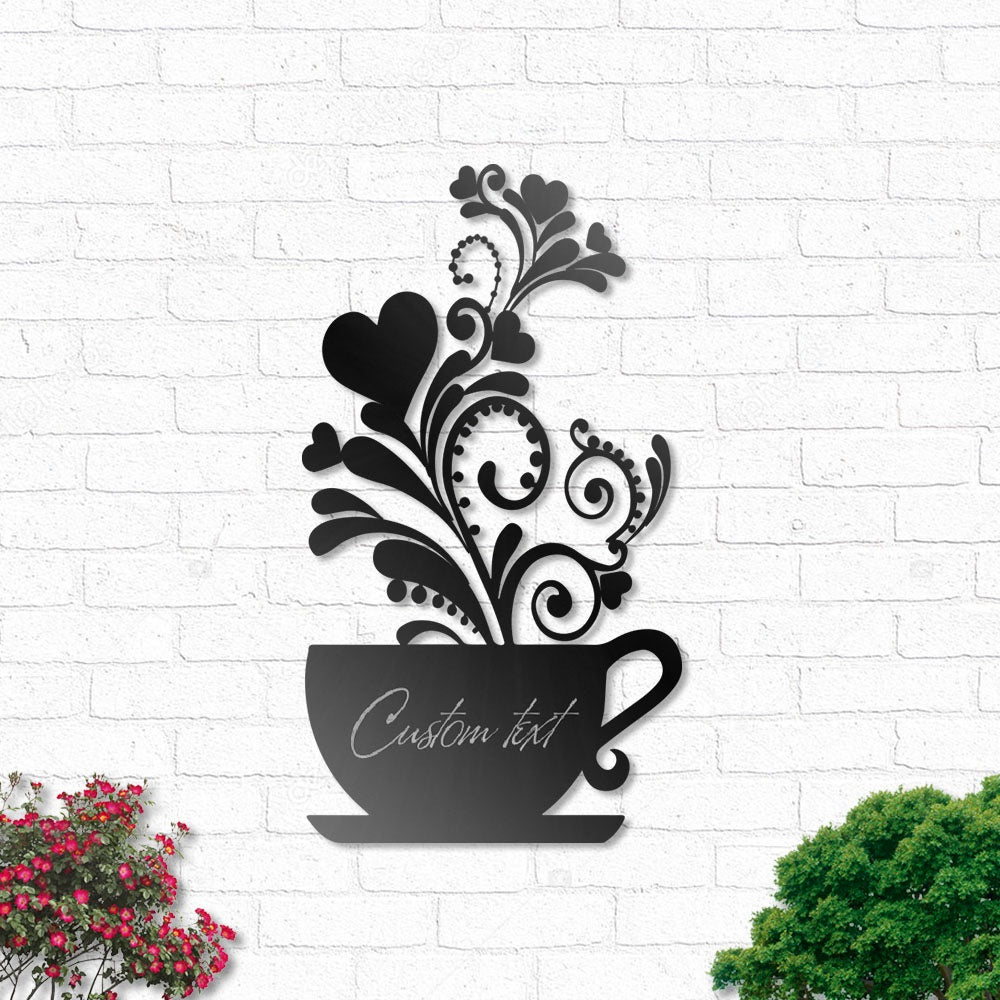 Coffee Cup Bar Caffeine Lover Led Lights Metal Wall Art Personalized - Led Light Metal - Owls Matrix LTD