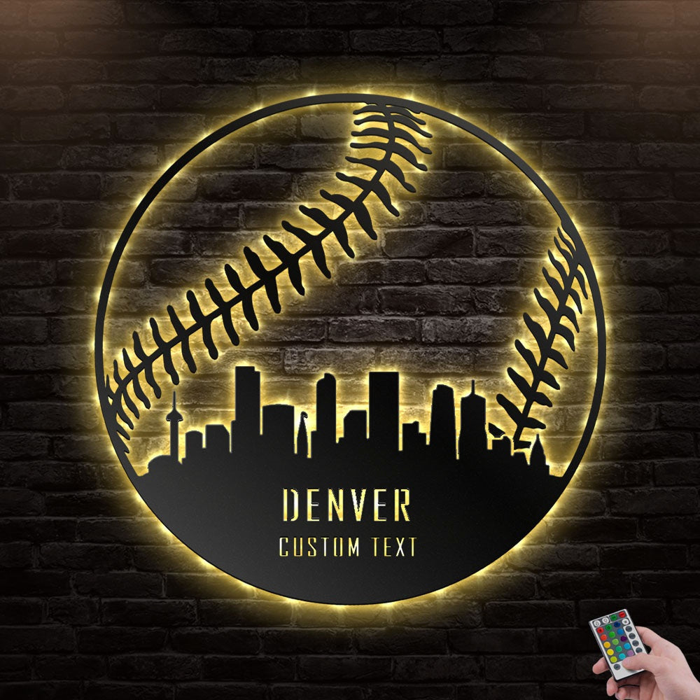 12"x12" Custom Colorado Baseball Led Lights Metal Wall Art - Led Light Metal - Owls Matrix LTD