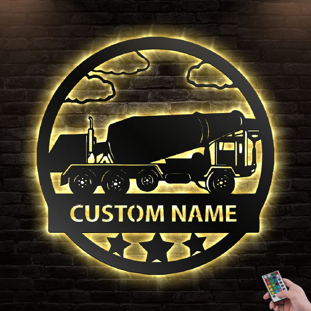 12"x12" Concrete Mixer Star So Cool Personalized - Led Light Metal - Owls Matrix LTD