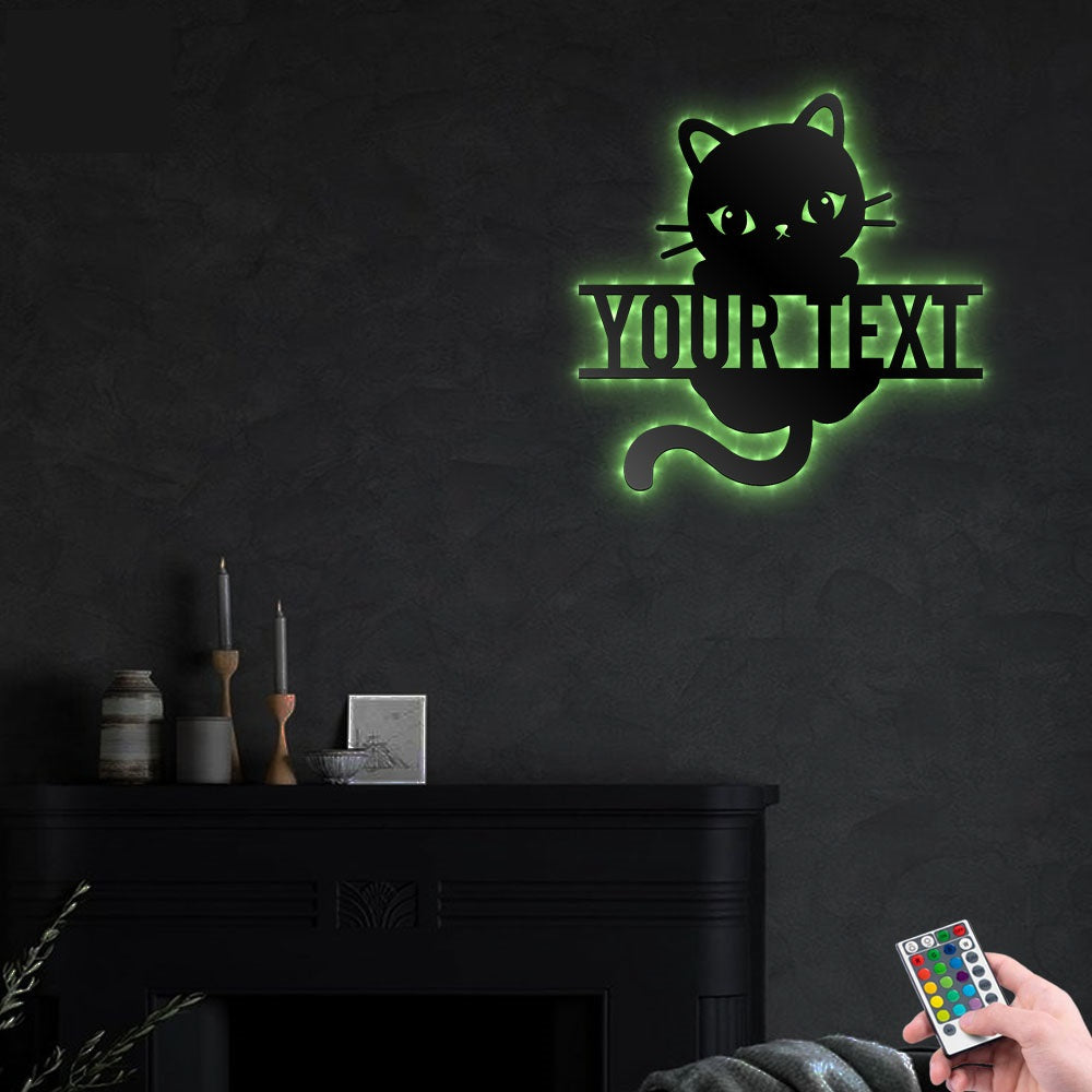 Cat Cute Cat Personalized - Led Light Metal - Owls Matrix LTD