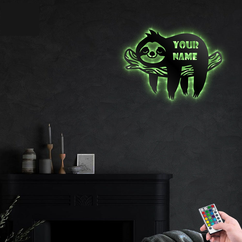 Sloth Cute Sloth Animals Personalized - Led Light Metal - Owls Matrix LTD