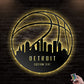 12"x12" Basketball Detroit Personalized - Led Light Metal - Owls Matrix LTD